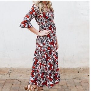 Hayden LA Deep Floral Ruffled Dress